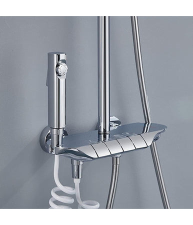 Set Saliscendi Bagno Colonna Doccia Rubinetto Soffione Doccetta Bidet Cromato 87343