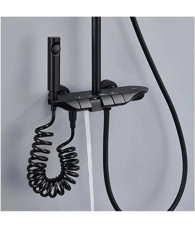 Set Saliscendi Colonna Doccia Bagno Rubinetto Soffione Doccetta Bidet Nero 87344