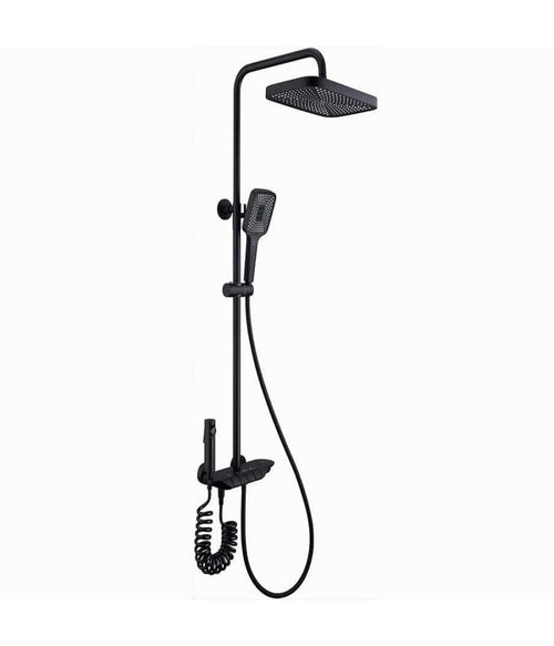 Set Saliscendi Colonna Doccia Bagno Rubinetto Soffione Doccetta Bidet Nero 87344