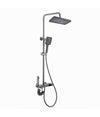 Set Saliscendi Doccia Colonna Bagno Rubinetto Soffione Doccetta Bidet Grigio 87347