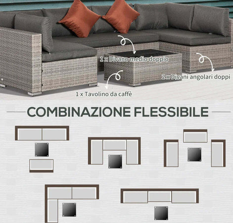 Set-Salotto-da-Esterni-4-Pezzi-con-3-Divani-e-1-Tavolino-da-Caffè,-in-Rattan-PE,-Cuscini-Inclusi-860-221