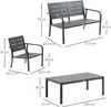 Set-Salotto-da-Giardino-da-4-Pezzi-con-Panchina-a-2-Posti,-2-Poltrone-e-Tavolino,-Grigio-Scuro-84B-644