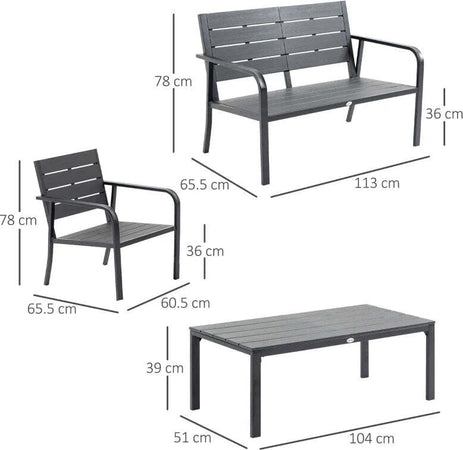 Set-Salotto-da-Giardino-da-4-Pezzi-con-Panchina-a-2-Posti,-2-Poltrone-e-Tavolino,-Grigio-Scuro-84B-644