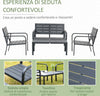 Set-Salotto-da-Giardino-da-4-Pezzi-con-Panchina-a-2-Posti,-2-Poltrone-e-Tavolino,-Grigio-Scuro-84B-644