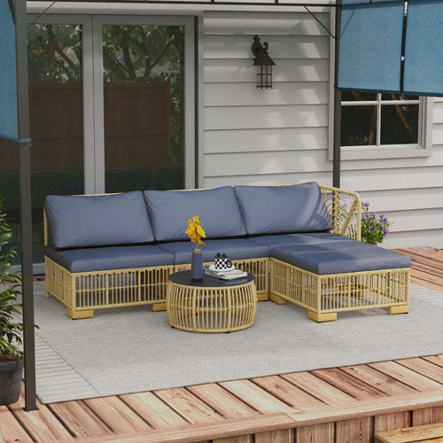 Set-Salotto-in-Rattan-da-Giardino-con-Divano-Modulabile,-Cuscini-e-Tavolino-da-Caffè,-Grigio-860-325V00GY