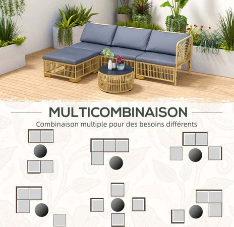 Set-Salotto-in-Rattan-da-Giardino-con-Divano-Modulabile,-Cuscini-e-Tavolino-da-Caffè,-Grigio-860-325V00GY