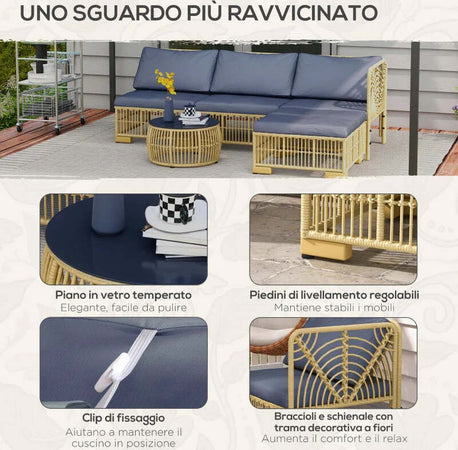 Set-Salotto-in-Rattan-da-Giardino-con-Divano-Modulabile,-Cuscini-e-Tavolino-da-Caffè,-Grigio-860-325V00GY