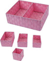 Set-Scatole-In-Tessuto-Porta-Oggetti-Organizer-Bagno-Armadi-Scaffali-79083-Rosa