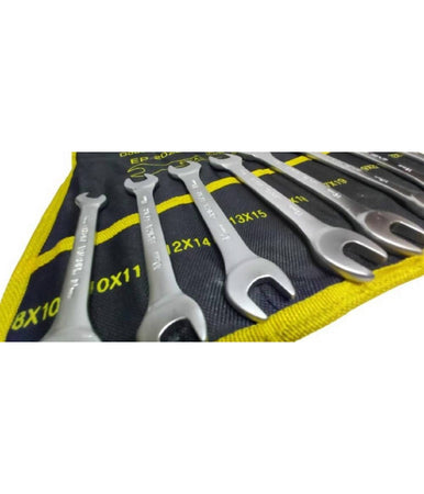 Set Serie Da 8 Pezzi Chiavi Fisse 8-24 Mm A Forchetta Doppie Crome Vanadium