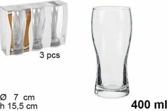 Set Servizio 3 Pezzi Bicchieri Vetro 400 Ml Birra Bevande Casa e cucina/Stoviglie/Piatti ciotole e vassoi/Ciotole/Ciotoline da dolce Trade Shop italia - Napoli, Commerciovirtuoso.it