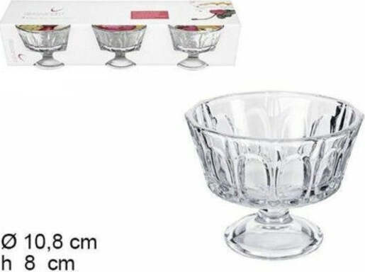 Set-Servizio-3-Pezzi-Coppe-Bicchieri-In-Vetro-Praga-Per-Gelato-Frutta