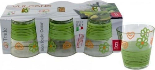 SET SERVIZIO 6 PEZZI BICCHIERI VETRO DECORATI VULCANO VERDE Casa e cucina/Stoviglie/Bicchieri e cristalli/Tumbler Trade Shop italia - Napoli, Commerciovirtuoso.it