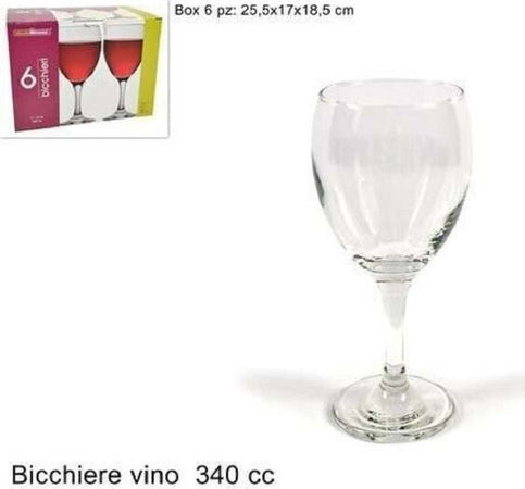 Set Servizio Da 6 Calici Bicchieri In Vetro Da 340cc Per Vino Acqua Economici Casa e cucina/Stoviglie/Bicchieri e cristalli/Calici da vino Trade Shop italia - Napoli, Commerciovirtuoso.it