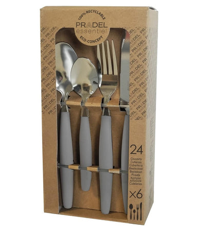Set Servizio Di Posate 24 Pz Per 6 Persone In Acciaio Inossidabile Colore Grigio