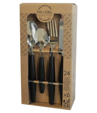 Set Servizio Di Posate 24pezzi Per 6 Persone In Acciaio Inossidabile Colore Nero