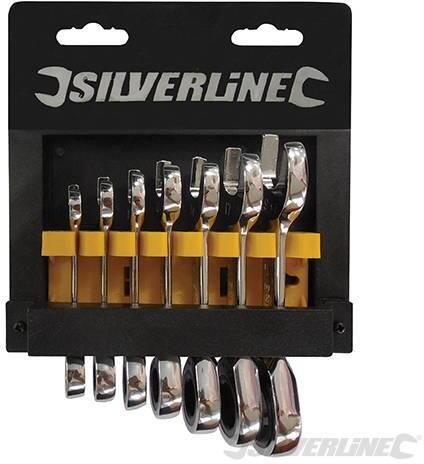 Set Silverline chiavi corte testa taglio croce cricchetto in acciaio 8 a 19 mm