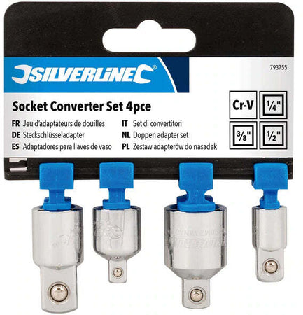 Set Silverline di convertitori chiave a bussola 4 pezzi 1/4 3/8 1/2 acciaio