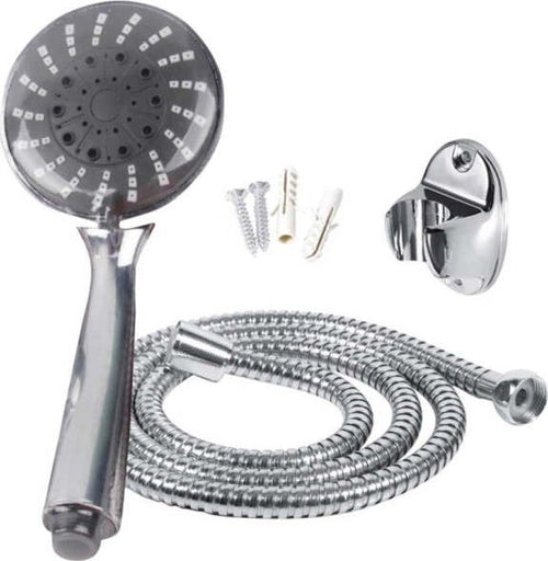 Set-Soffione-Doccia-3-Getti-Laccio-Tubo-150cm-Supporto-Doccetta-Parete-Bagno