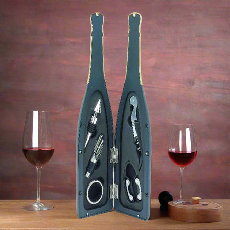 Set-sommelier-Bottiglia-di-spumante-in-vetro-con-5-accessori