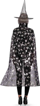 Set Strega Adulto Mantello In Maglino 120 cm e Cappello con Stampa Argento Moda/Abbigliamento specifico/Costumi e accessori/Costumi e cosplay/Adulti Kondorama - Martinsicuro, Commerciovirtuoso.it