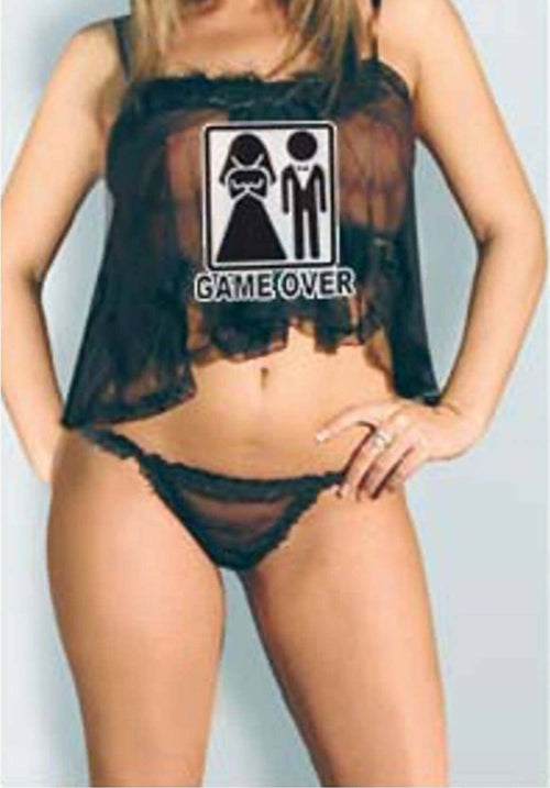 Set Super Sexy Baby Doll Nero Con Stampa Game Over + Perizoma lingerie baby doll da donna Salute e cura della persona/Erotismo e contraccezione/Abbigliamento erotico/Donna/Babydoll e négligé Kondorama - Martinsicuro, Commerciovirtuoso.it