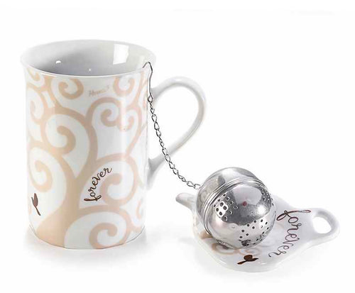 Set Tè Singolo 1 Tazza 1 Piattino Porcellana +1 Filtro Acciaio Confezione Regalo Casa e cucina/Stoviglie/Piatti ciotole e vassoi/Tazze e piattini/Tazze da infusione Sogno Shop - Assisi, Commerciovirtuoso.it