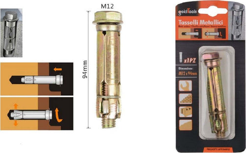 Set Tassello Tasselli Metallici Bullone M12 X 94 Mm Accessori Minuteria 91043 Fai da te/Ferramenta/Chiodi viti ed elementi di fissaggio/Tasselli/Tasselli a T Trade Shop italia - Napoli, Commerciovirtuoso.it