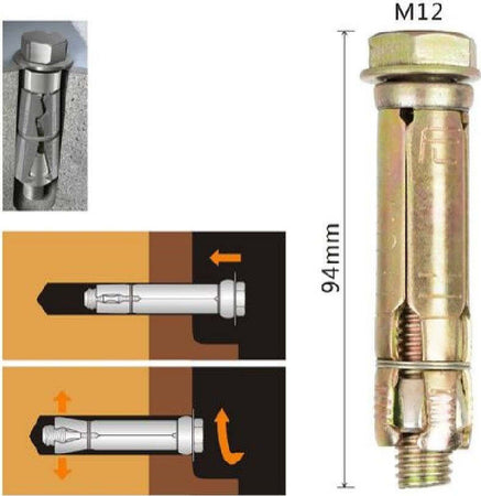 Set Tassello Tasselli Metallici Bullone M12 X 94 Mm Accessori Minuteria 91043 Fai da te/Ferramenta/Chiodi viti ed elementi di fissaggio/Tasselli/Tasselli a T Trade Shop italia - Napoli, Commerciovirtuoso.it