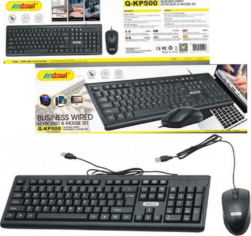 Set Tastiera Mouse Cablati Cavo Usb Q-kp500 Lingua Inglese Usa Per Ufficio Casa Elettronica/Informatica/Accessori/Tastiere Mouse e periferiche di input/Set tastiera e Mouse Trade Shop italia - Napoli, Commerciovirtuoso.it