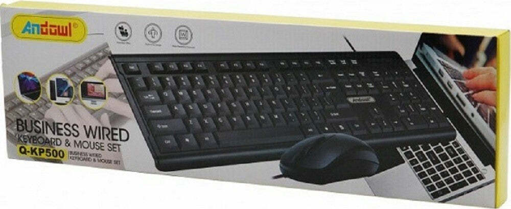 Set Tastiera Mouse Cablati Cavo Usb Q-kp500 Lingua Inglese Usa Per Ufficio Casa Elettronica/Informatica/Accessori/Tastiere Mouse e periferiche di input/Set tastiera e Mouse Trade Shop italia - Napoli, Commerciovirtuoso.it