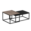 Set tavolini da salotto Leka nero e noce struttura in metallo