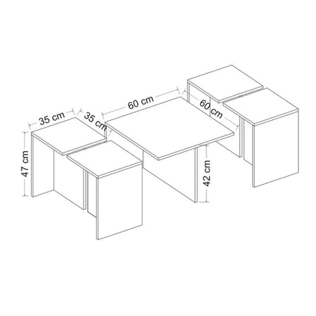 Set tavolini da salotto Owentav nero e noce nucleo effetto marmo