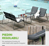 Set-Tavolino-con-Panchina-e-2-Sedie-da-Giardino,-Arredamento-da-Esterno-in-Metallo-e-Texteline,-Nero-84B-507