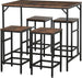 Set-Tavolo-Alto-con-4-Sgabelli-Stile-Industriale-in-Metallo-e-Legno,-Arredamento-Moderno-Soggiorno-e-Cucina,-Marrone-Rustico-LR6835-337LR6