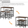 Set-Tavolo-Alto-con-4-Sgabelli-Stile-Industriale-in-Metallo-e-Legno,-Arredamento-Moderno-Soggiorno-e-Cucina,-Marrone-Rustico-LR6835-337LR6