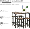 Set-Tavolo-Alto-con-4-Sgabelli-Stile-Industriale-in-Metallo-e-Legno,-Arredamento-Moderno-Soggiorno-e-Cucina,-Marrone-Rustico-LR6835-337LR6
