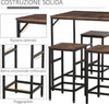 Set-Tavolo-Alto-con-4-Sgabelli-Stile-Industriale-in-Metallo-e-Legno,-Arredamento-Moderno-Soggiorno-e-Cucina,-Marrone-Rustico-LR6835-337LR6