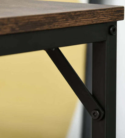 Set-Tavolo-Alto-con-4-Sgabelli-Stile-Industriale-in-Metallo-e-Legno,-Arredamento-Moderno-Soggiorno-e-Cucina,-Marrone-Rustico-LR6835-337LR6