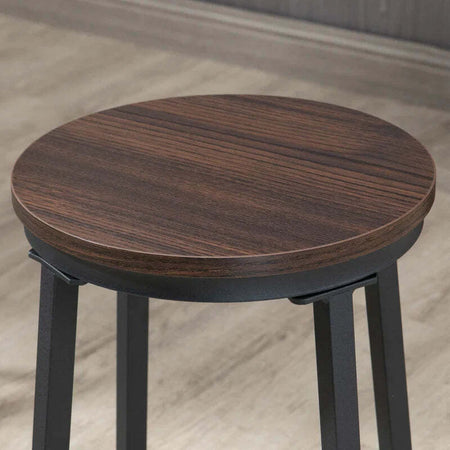 Set-Tavolo-Alto-con-4-Sgabelli-Stile-Industriale-in-Metallo-e-Legno,-Arredamento-Moderno-Soggiorno-e-Cucina,-Marrone-Rustico-LR6835-337LR6
