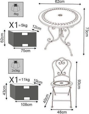 Set-tavolo-con-2-sedie-in-ferro-Bianco-Milani-Home