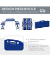 Set Tavolo Da Campeggio Pic Nic Giardino Pieghevole Richiudibile Con Sedie Blu