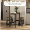 Set-Tavolo-e-Sedie-5-Pezzi-con-4-Sgabelli-con-Poggiapiedi-e-Tavolo-Rettangolare,-Nero-e-Marrone--RE983A-048V81RBRE9