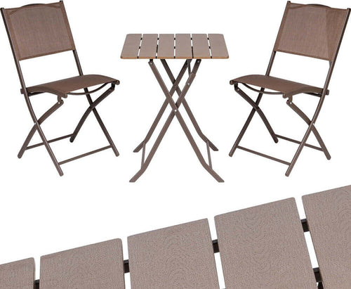 Set-Tavolo-Pieghevole-con-2-sedie-Marrone-Arredo-Esterno-Giardino-Acciaio-e-PE