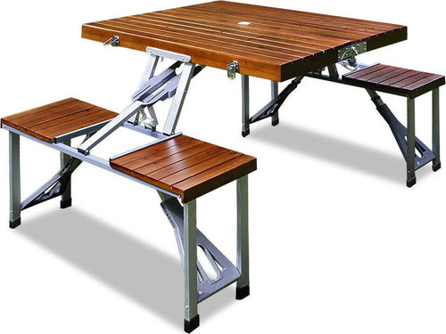SET TAVOLO TAVOLINO PIEGHEVOLE PIC NIC CAMPEGGIO ALLUMINIO CON 4 SGABELLI LEGNO Giardino e giardinaggio/Arredamento da giardino e accessori/Tavoli e tavolini/Tavoli da picnic Trade Shop italia - Napoli, Commerciovirtuoso.it
