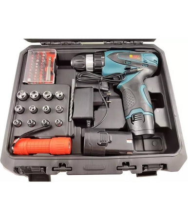 Set Trapano Avvitatore A Batteria 14,4v A Litio Kit Con 80 Accessori E Valigetta