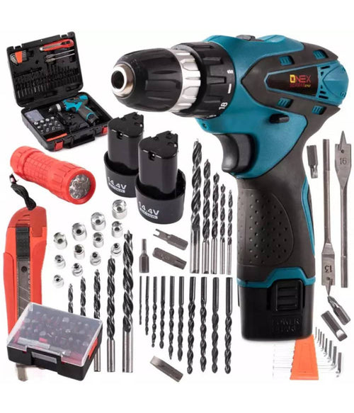 Set Trapano Avvitatore A Batteria 14,4v A Litio Kit Con 80 Accessori E Valigetta