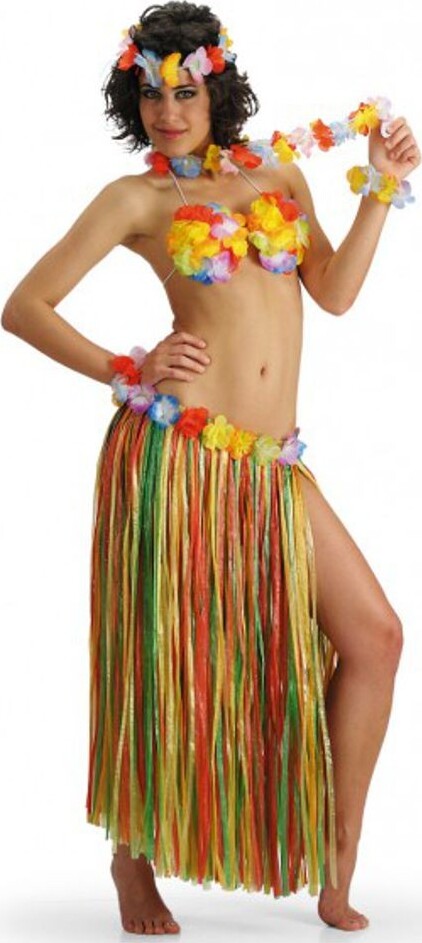 Set travestimento Kit Hawai per Hawaiana con Gonna, Bracciali e Reggiseno a Fiori per festa a tema Giochi e giocattoli/Giochi d'imitazione e accessori di travestimento/Costumi e travestimenti/Kit di travestimento Kondorama - Martinsicuro, Commerciovirtuoso.it