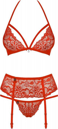 Set Tre Pezzi In Pizzo Rosso Lingerie Sexy Erotica Obsessive Set Red Taglia S/M Salute e cura della persona/Erotismo e contraccezione/Abbigliamento erotico/Donna/Completi intimi Kondorama - Martinsicuro, Commerciovirtuoso.it
