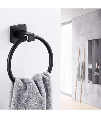 Set Ultra Moderno Nero 6pz Bagno Porta Asciugamano Rotolo Bicchiere Spazzolini 87261