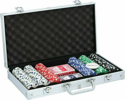 Set-Valigetta-Da-Poker-Confezione-300-Fiches-2-Mazzi-Di-Carte-5-Dadi
